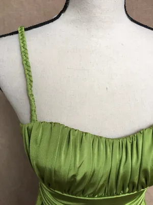 2000s Y2K Stretch Chartreuse Green Bright Spaghetti Strap Dress S thumbnail 6