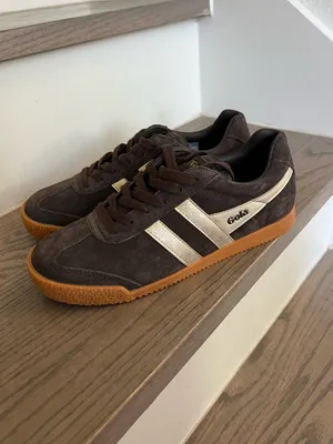 Gola Anthropologie Harrier Mirror Suede Sneakers in Mocha / Gold / Gum NWOB thumbnail 4