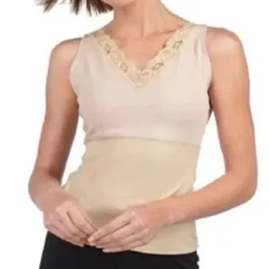 Spanx Hide & Sleek Lace Trim‎ V Neck Cami Top Women's Medium Tan Slimming Layer thumbnail 1