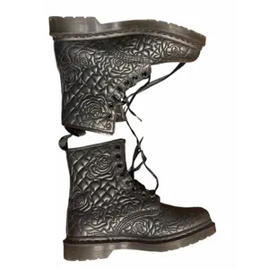 Dr. Martens Women’s Vonda Brause Black Leather Floral Flower Print Ankle Boots 8 thumbnail 2