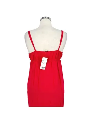 Cute Options Boho Red Maxi Dress Embroidered Adjustable Straps Size Medium NWT thumbnail 5