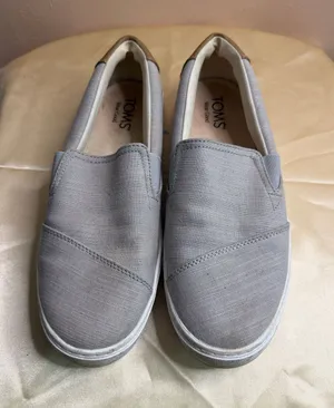 Toms Men’s Slip-On Loafers in Light Gray Canvas with Tan Heel thumbnail 1