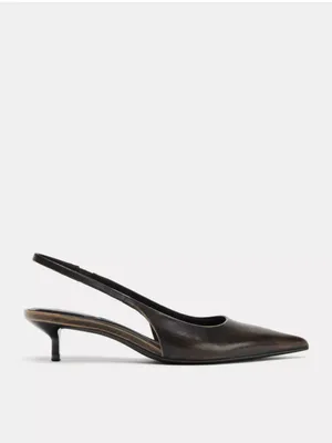 Zara‎ 100% leather sling back kitten heels thumbnail 4