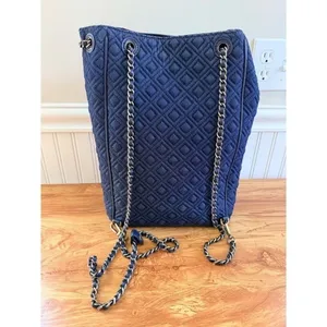 Tory Burch Fleming Denim Quilted Convertible Backpack Shoulder Bag Large thumbnail 3