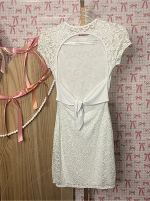 Lucy in the Sky White Floral Lace Cap-Sleeve Mini Shift Dress Bridal Wedding S thumbnail 2