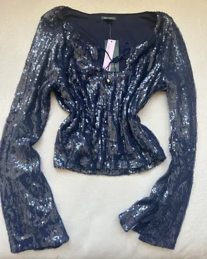 Blue Sequin Top Size M thumbnail 1