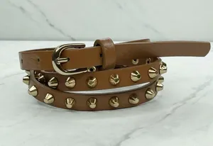 Brown Studded Faux Leather Belt Medium (M) ✨ thumbnail 1