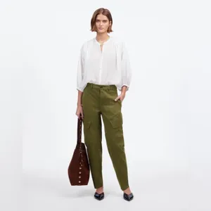 Madewell Seamed Barrel-Leg Utility Pant Garment-Dyed Twill Green NWT Size 2 Tall thumbnail 10