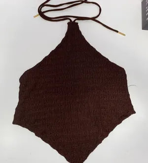 Tiger Cherry Brown Halter Crop Top thumbnail 1