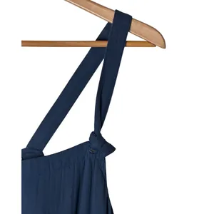 Pact Coastal Double Gauze Jumpsuit Women Medium Blue Organic Cotton Tie Strap thumbnail 8