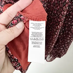 [LOFT] Red Black Floral Print Ruffle Neck Long Sleeve V-Neck Blouse Size Large L thumbnail 10
