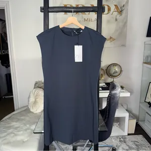 ZARA Dark Slate Grey Cap Sleeve Mini Dress Womens Medium Minimalist Career Chic thumbnail 3
