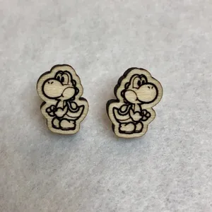 Nintendo Yoshi Super Mario Wooden Stud Earrings thumbnail 2