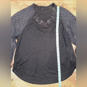 Free People Black Sweetest Thing Thermal Top Crewneck Top thumbnail 7