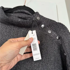 Tahari Metallic Grey Button Detail Viscose Blend Sweater MSRP$88 NWT thumbnail 4