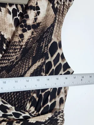 Lauren Ralph Lauren Black and Tan Snakeskin Print Faux Wrap Dress Size 8 thumbnail 8