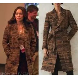 Anthropologie 10 / M Trench Mid Length Coat Jacket Belted Tweed Knit Womens Felt thumbnail 2