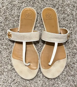 Tory Burch White and Tan Sandals thumbnail 1