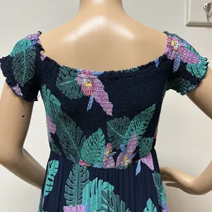 Lulus Smocked Navy Pink Green Floral Tropical Maxi Dress with Pockets size M thumbnail 7