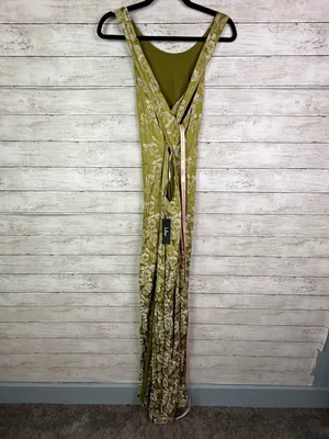 Lulus Lamila Chartreuse Floral Satin Column Maxi Dress Size Large thumbnail 7