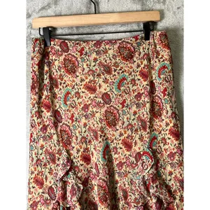 Vintage Cottagecore Prairie Floral Ruffle Midi Skirt‎ Boho Romantic Women Medium thumbnail 2