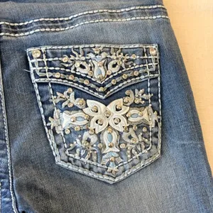 Telepatia Y2K McBling Bootcut Jeans 9/29 Rhinestone Embellished Pockets thumbnail 13