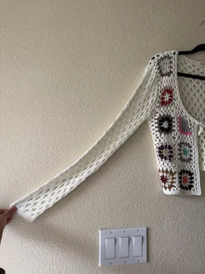debut Crochet Openwork Tie-Front Cardigan with Floral Motifs thumbnail 6