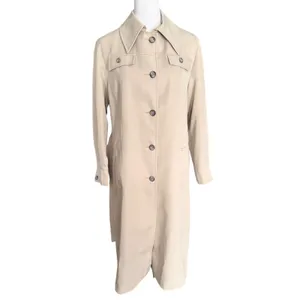 Vintage 70s Tan Beige Longline Belted‎ Trench Coat Duster Jacket Womens thumbnail 10