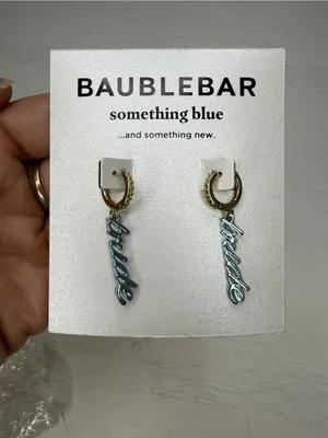 Bauble Bar Bride Gold and Blue Dangle Earrings thumbnail 4