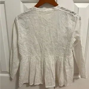 Amit Aggarwal Anthropologie Ramona Embroidered White Babydoll Top SIZE XSMALL thumbnail 11