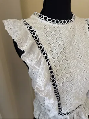 DO+BE White Eyelet Ruffle Lace Peplum Top Size Small thumbnail 3
