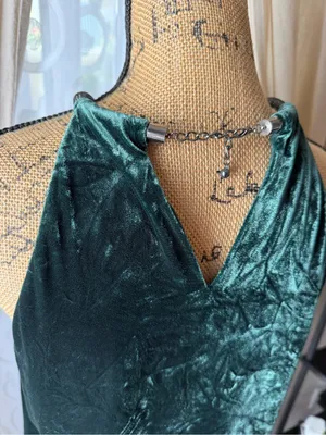 Veronica Beard Kusumi Velvet Halter Top in Emerald Green thumbnail 6