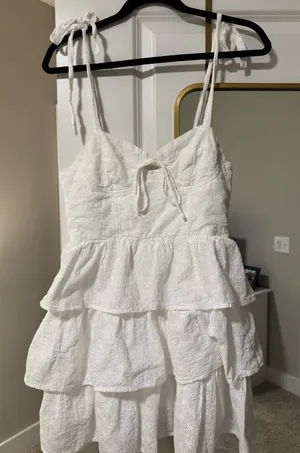 Petal & Pup Celeste Embroidered Eyelet Cotton Ruffle Mini Dress thumbnail 2