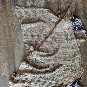 Free People Fressia Pullover Sweater Boho Tunic Mixed Knit Embroidered M/L thumbnail 7