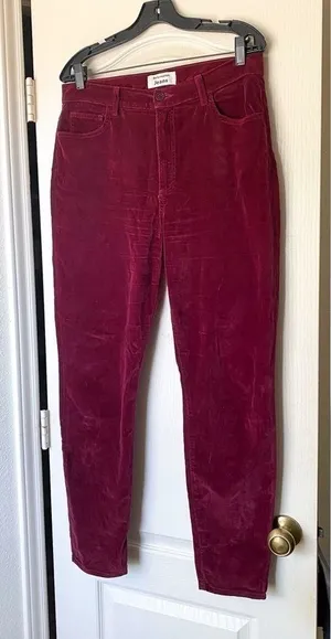 Reformation Pant‎ Rebecca Velvet High Rise Skinny Aubergine 31 GUC thumbnail 1