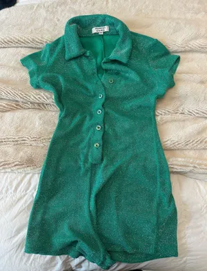 Frankie’s Bikinis Green Shimmer Romper Cover Up Size Small thumbnail 1
