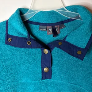 Vintage Woolrich Fleece Pullover Sweater Womens S Teal Oversized Made in USA thumbnail 3