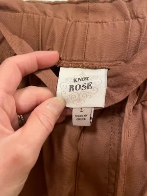 NWT! Knox Rose Women's high-waisted Linen Blend Pants Caramel Brown Size Large thumbnail 7