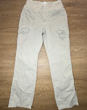 Zara Cargo Pants Womens Size 4 Beige Utility Straight Leg Casual Cotton thumbnail 1