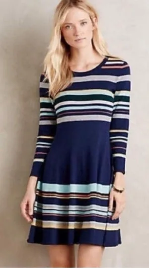 Anthropologie Moth Sweater Dress Long Sleeve Striped Size Small 2714 thumbnail 1