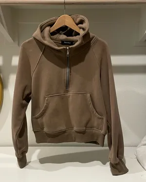 Half zip up hoodie Medium Brown thumbnail 1