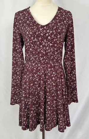 Aeropostale Dress Floral Womens Size XL Crisscross Back Long‎ Sleeve Midi Dress thumbnail 1