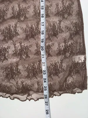Maurices Embroidered Floral Sheer Mock Neck Top Light Brown NWT thumbnail 9