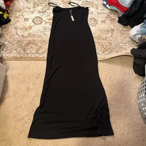 SKIMS NWT Soft Lounge Long Slip Dress Ribbed Black Sz XL thumbnail 6