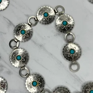 Womens Western Faux Turquoise Concho Chain Belt Silver Tone Small/Medium (S/M) ✨ thumbnail 10
