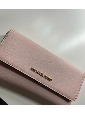 Michael Kors Pink Saffiano Continental Wallet with Gold Logo thumbnail 2