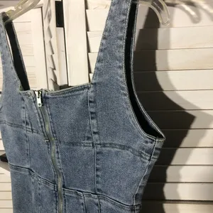 Emory Park Y2K denim jumpsuit bell-bottoms blue zip sexy fitted look groovy hippie boho M thumbnail 11