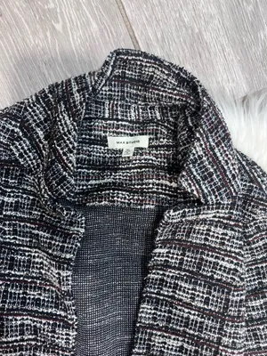 Max Studio Black and White Textured Knit Blazer thumbnail 4