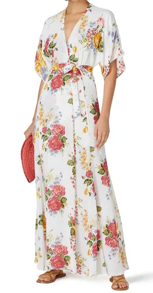 Reformation Winslow Floral Wrap Short Sleeve Maxi Dress - Size XS thumbnail 1
