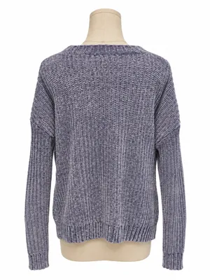 Aerie Blue Purple Chenille Sweater Oversized Crewneck Size M thumbnail 3